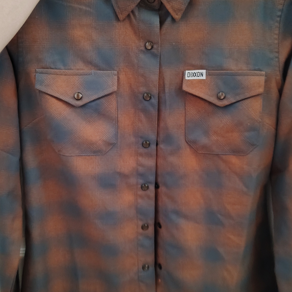 DIXXON Men's Brown and Blue Plaid Shirt